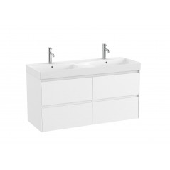 Meuble Ona Unik 4 tiroirs + lavabo double en fineceramic 1200mm blanc mat réf A851694509 ROCA