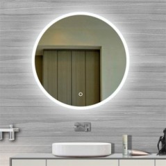 Miroir LED rond Allure de 50 cm avec cadre couleur Blanc satiné réf EB1288-F30 Jacob Delafon