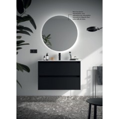 Meuble NOJA 2 tiroirs 70 cm avec vasque, miroir et éclairage LED SALGAR