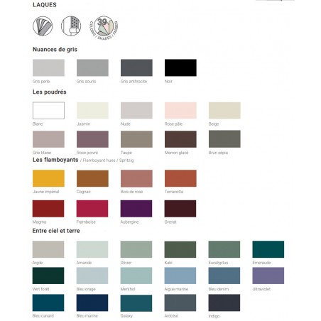 Choix de couleur laqués pour les meubles Sanijura