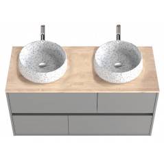 Plan de toilette 120 cm, mélaminé couleur Frame Origin pour deux vasques à poser réf 883015 Sanijura